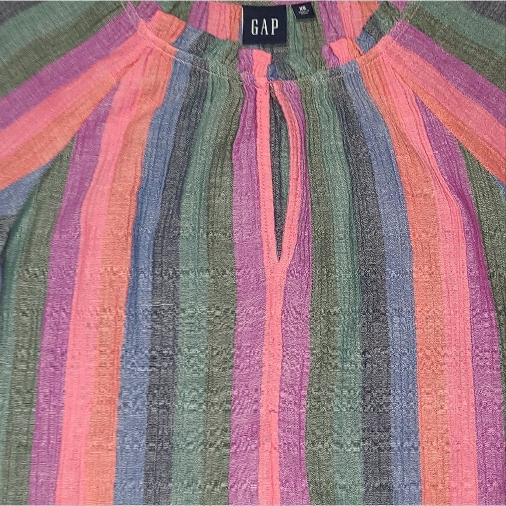 Gap Linen Blend Stripe Peasant Blouse - Picture 9 of 9